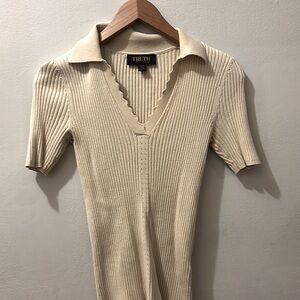 Collared short sleeve sweater shirt